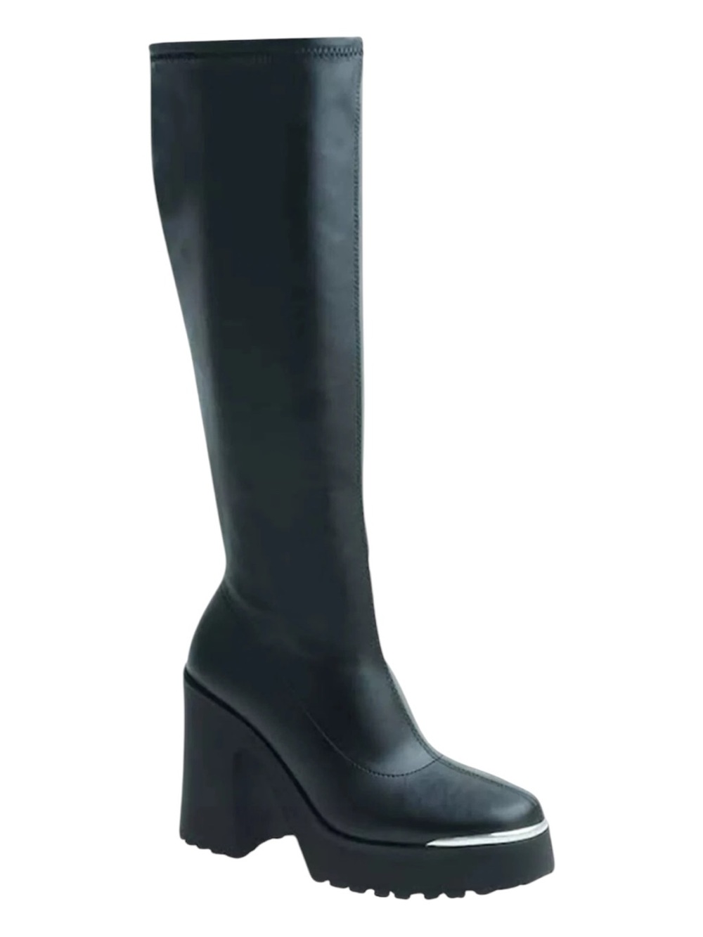 NWT Wild Pair Killian Black Knee-High Chunky Platform Heeled Boots Sz 8.5